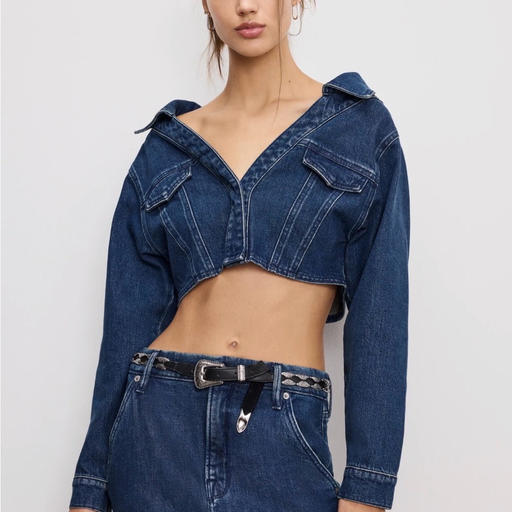 Good American Dark Blue Jean Jacket